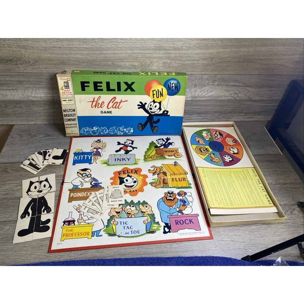 VTG 1968 Felix the Cat Board Game w Box Complete by Milton Bradley Complete